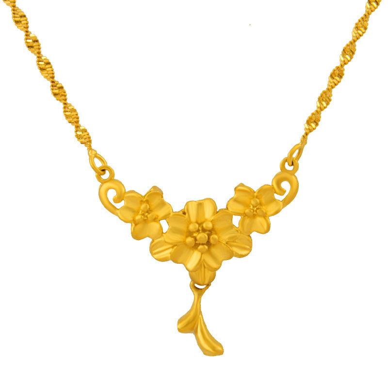 24K Gold Filled Vintage Flower thicker Gold Filled Jewelry Set - Elegant Copper Necklace for Women Wedding Ethnic Design