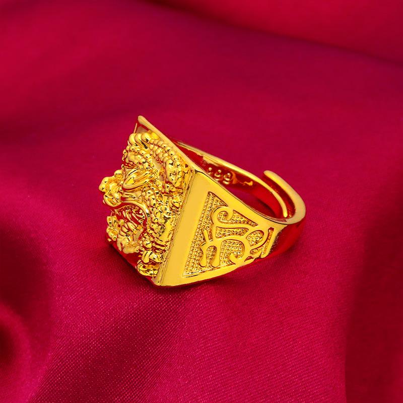 Gold Dragon Ring Embossed Domineering Men's Opening Ring (L066) Brass Electroplated 24K Gold Jewelry Euro Jewelry handmade  wedding  rings