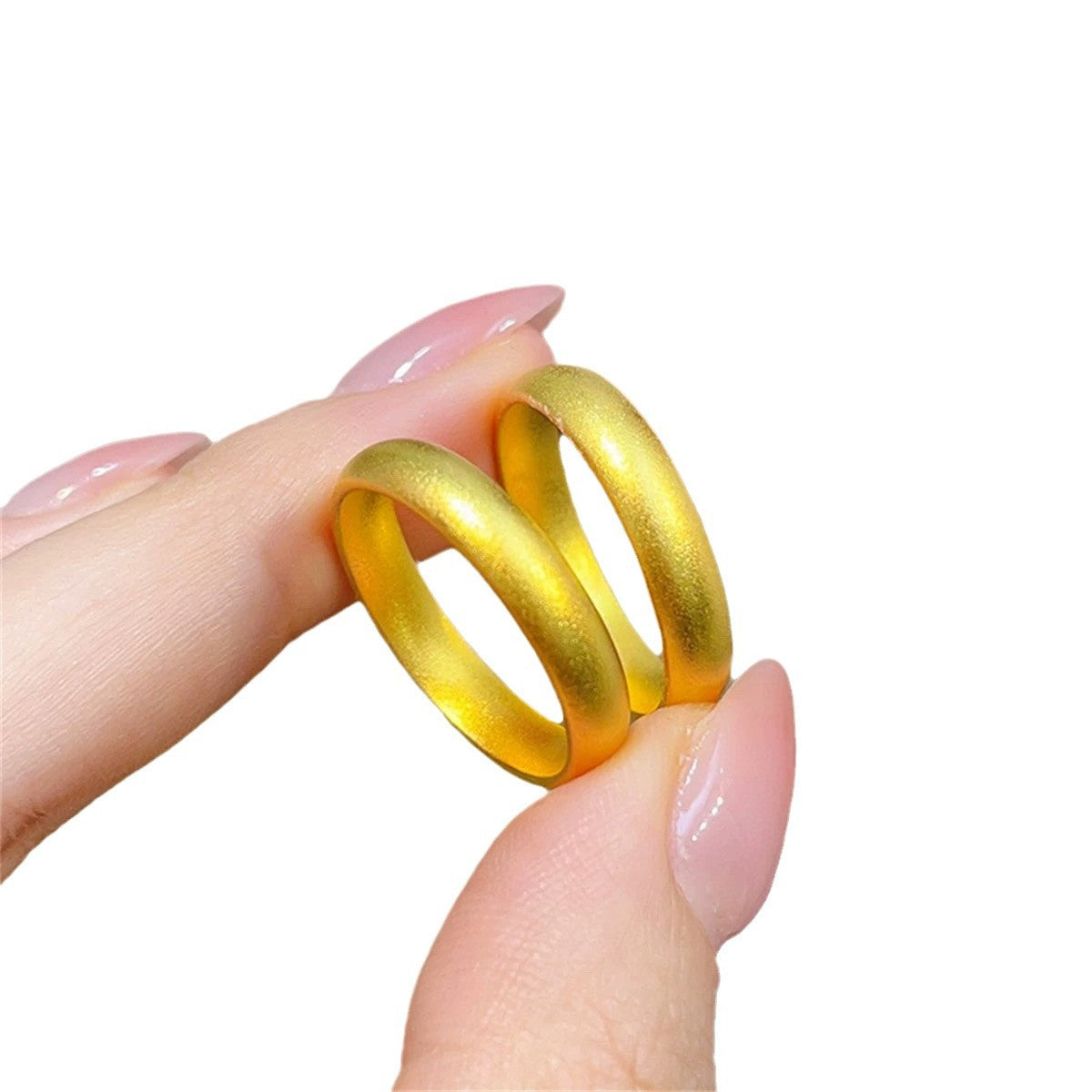 Gold Filled Alluvial Gold 999 Ancient Style Simple Bracelet Solid Frosted Closed Plain Ring Aperture Ring Classic Female Gift