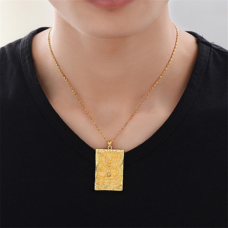 24K Gold Filled Thick Gold Filled Dragon Brand Pendant (L108) Men's Jewelry Domineering Vietnamese Gold Plated Auspicious Domineering Dragon Head Large Pendant Internet Celebrity Style Copper Crafted with Attention to Detail