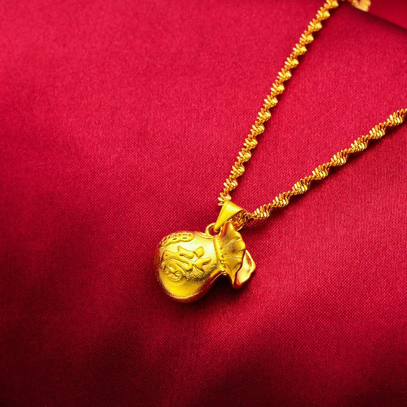 24K Gold filled Lucky money Bag Pendant Lucky Bag Internet Celebrity Live Money Bag Jewelry for Women Sand Gold filled Money Bag Flower Pendant arpurraina money attraction bracelet (L117) daily gift mom ever book necklace unique design