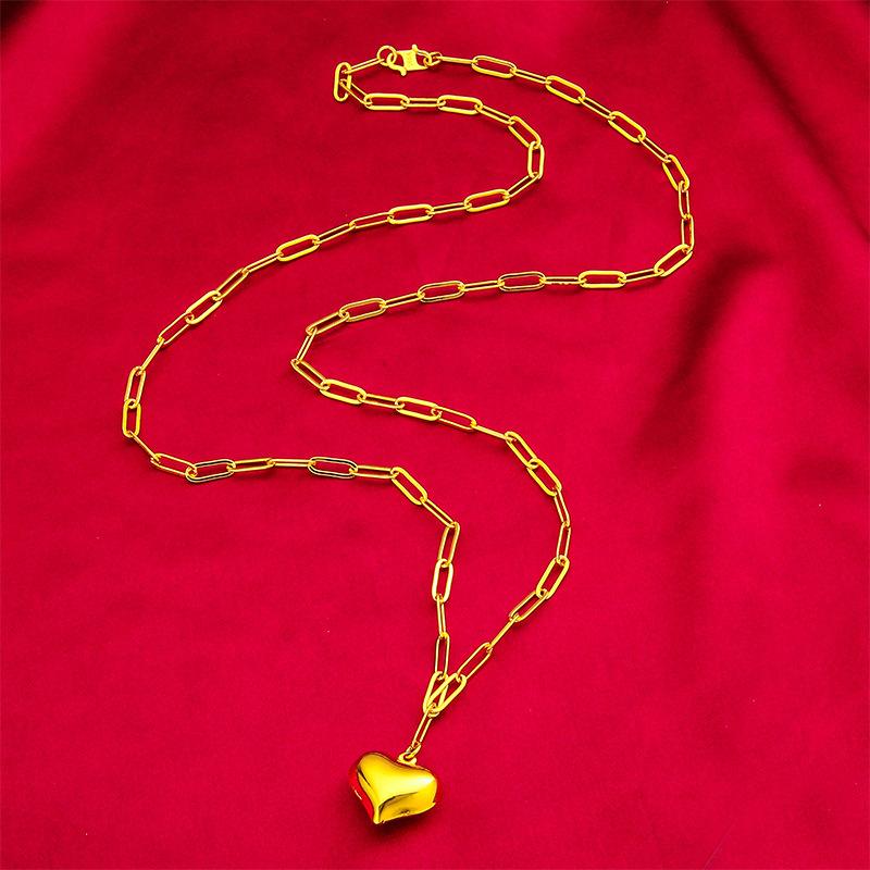 Gold Filled Heart 70cm Long Women's Small Heart Necklace (L060) S Buckle Set thrifted  necklace