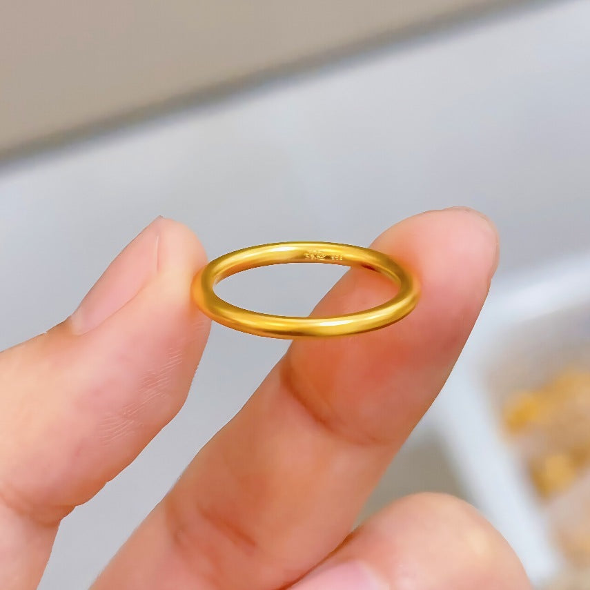 Gold Filled Premium Pearl Nickel Ancient Method Plain Ring Gold Store Same Style Plain Band Ring Imitation Gold High-Quality Texture Direct Supply