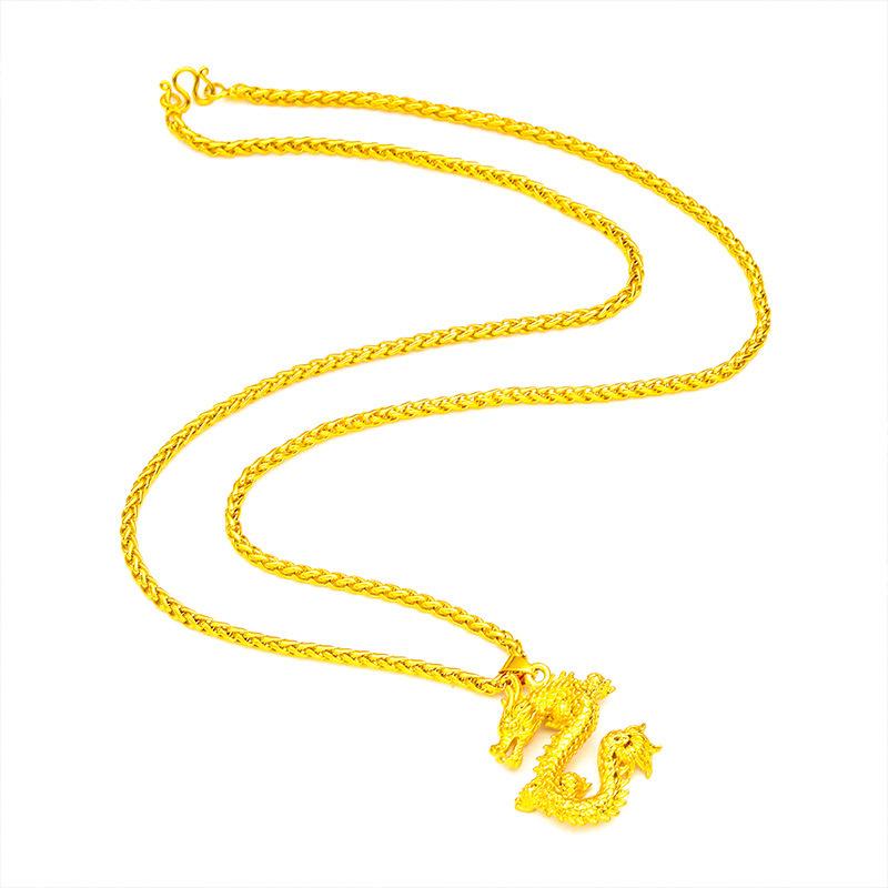 24K Gold Filled Men's Bold Dragon Year Zodiac Necklace(L076) Fashion thick Gold Filled Jewelry Dragon Pendant Zodiac Necklace initial pendant necklace