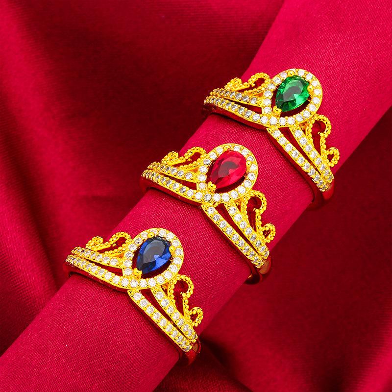 Gold Filled Jewelry Vietnam Gold Filled Women's Various Open Green Red Rings Women's Gold Filled Rings Gold Filled dainty ring (L119) unique design