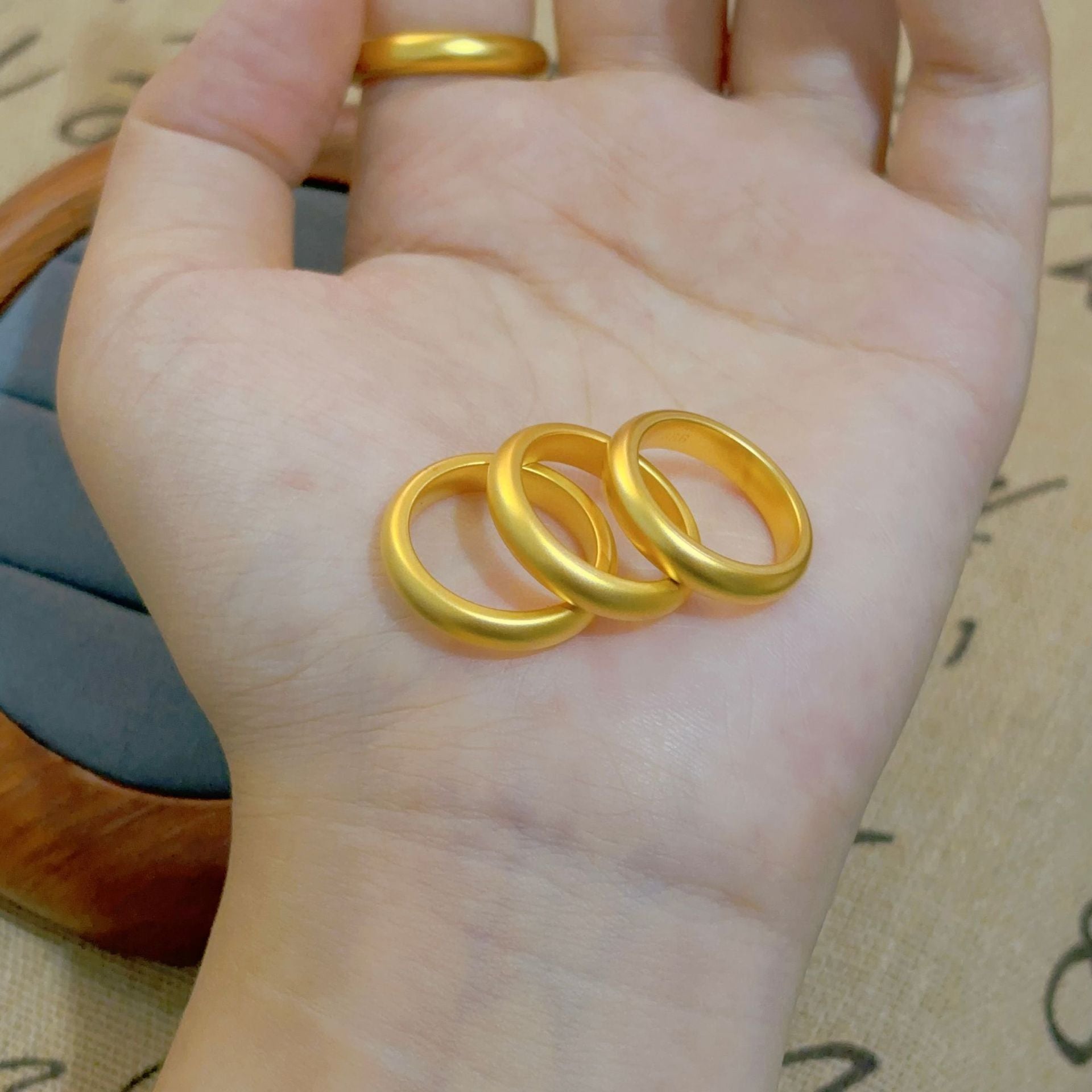Gold Filled Premium Pearl Nickel Ancient Method Plain Ring Gold Store Same Style Plain Band Ring Imitation Gold High-Quality Texture Direct Supply