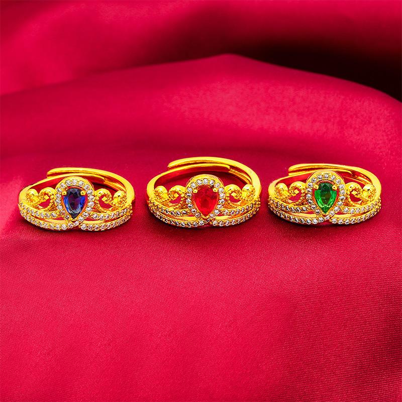 Gold Filled Jewelry Vietnam Gold Filled Women's Various Open Green Red Rings Women's Gold Filled Rings Gold Filled dainty ring (L119) unique design