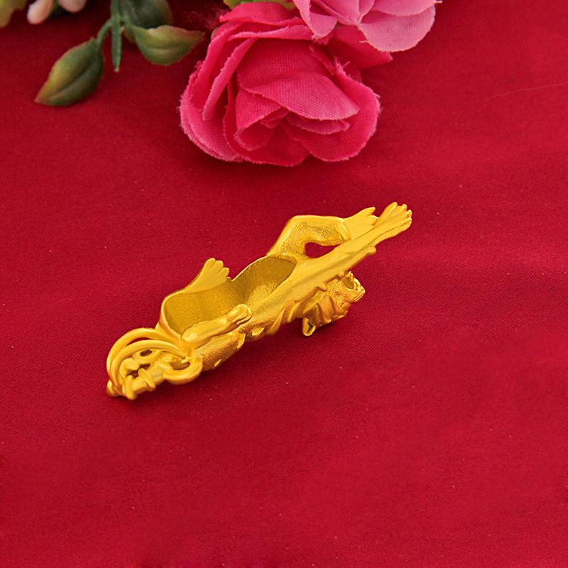 24K Gold-Filled Tiger Pendant (L094) Domineering Men's Downhill Zodiac Year Jianghu Style 4.8CM Length 1.3CM Width 1.6CM Height unique design