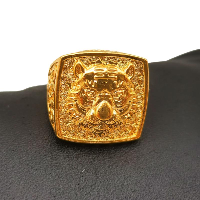Men's Tiger Ring Brass Gold-filled Version Adjustable Imitation Gold Jewelry Tiger Face Domineering Men's Adjustable Ring Wholesale dainty ring