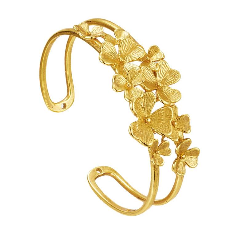 Blooming Flowers Bracelet Gold Filled Hollow Flower Open Bangle for Women Elegant Versatile Bracelet Vietnamese Sand Gold Jewelry Wholesale L123 daily gift unique design