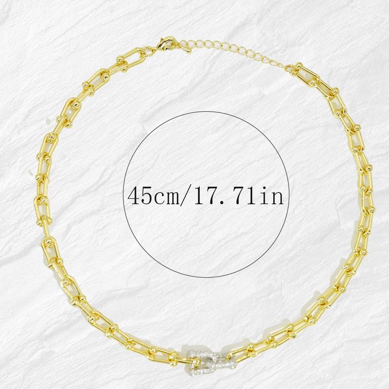 Horseshoe Buckle Necklace Thick U-shaped Gold-plated Pendant Necklace 18K Fashionable Daily Versatile Jewelry Unisex Elegant Design & Stylish Practical