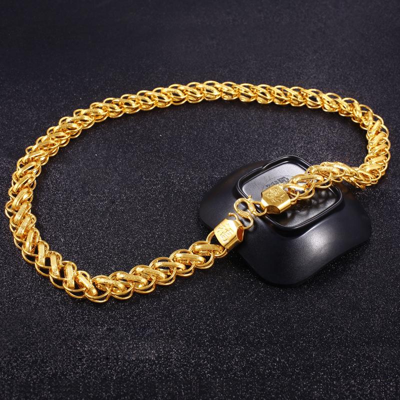 Large Thai Chain 24K Gold Filled Imitation Gold Domineering Thai Necklace 10m15m20m Fashion All-Matching Jewelry