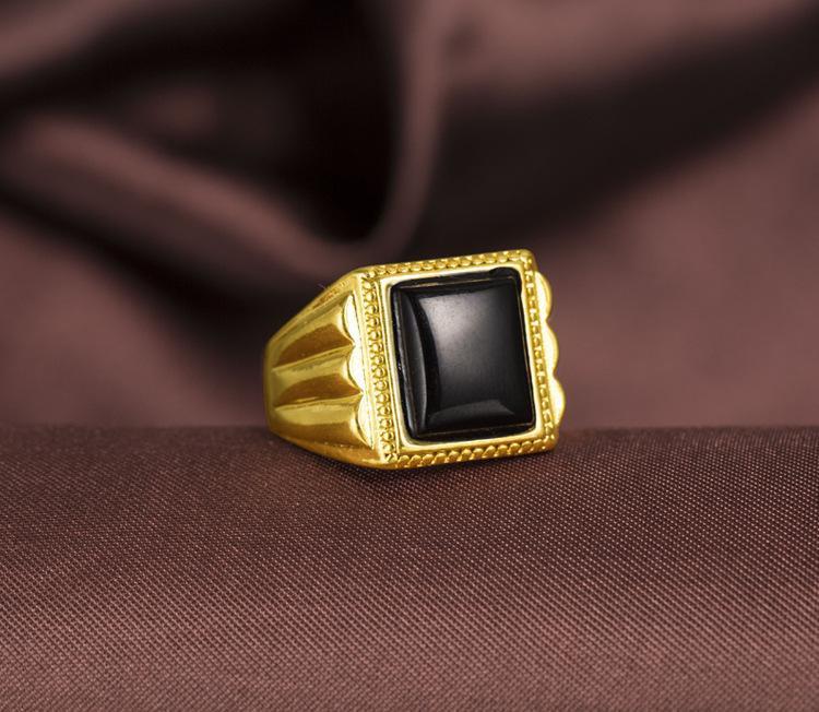 24K Gold Plated Accessories Exaggerated Rich Gold Agate Ring Adjustable Men's Ring Wedding Gold Jewelry (L118) unique design