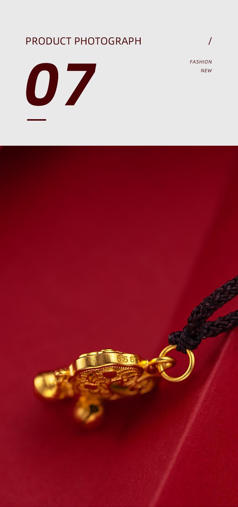 Gold Filled Family Baby Lock Pendant Blessing and Good Luck Large and Small Longevity Lock Jewelry Women's Yuanbao Gold Lock Pendant