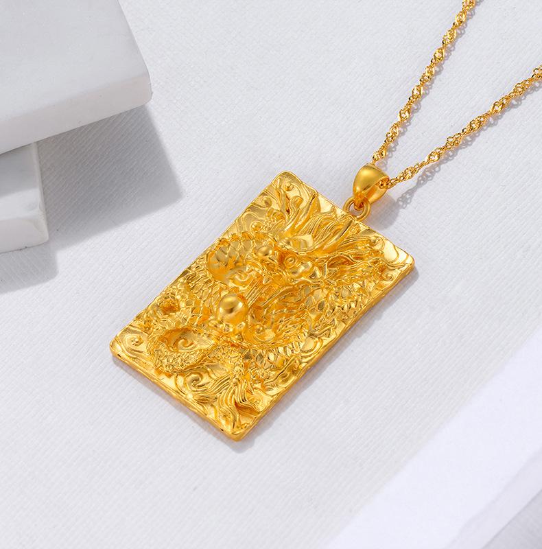 24K Gold Filled Thick Gold Filled Dragon Brand Pendant (L108) Men's Jewelry Domineering Vietnamese Gold Plated Auspicious Domineering Dragon Head Large Pendant Internet Celebrity Style Copper Crafted with Attention to Detail