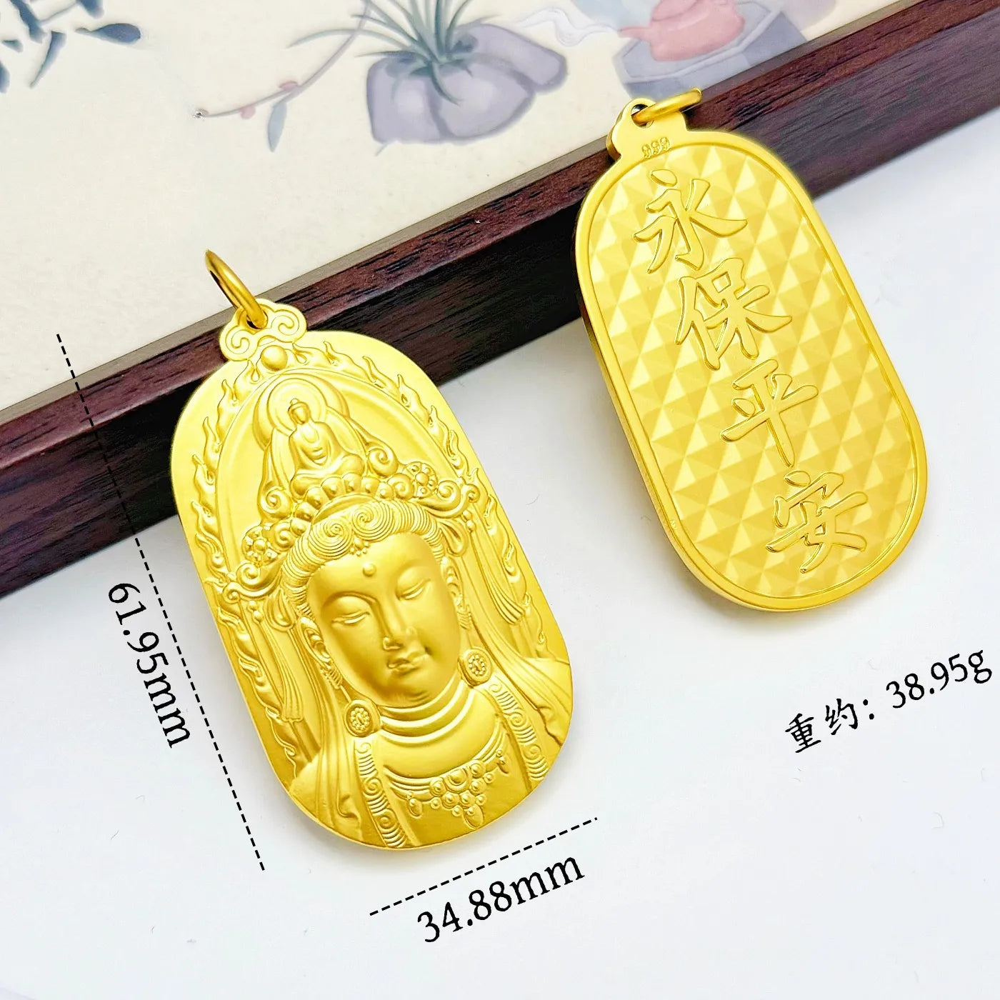 Men's Gold Guanyin Pendant Necklace, Exquisite High-Quality Fashionable Chain & Link Jewelry, Heavy-Width Cuban Chain Statement Accessory, Ideal Gift for Men