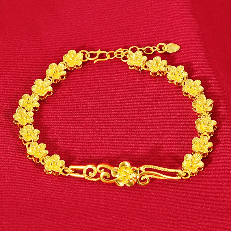 Gold Shop Style Floral Bracelet 24K Gold Filled Women's Fashion Gold-Plated Bracelet Wholesale Source(L021)