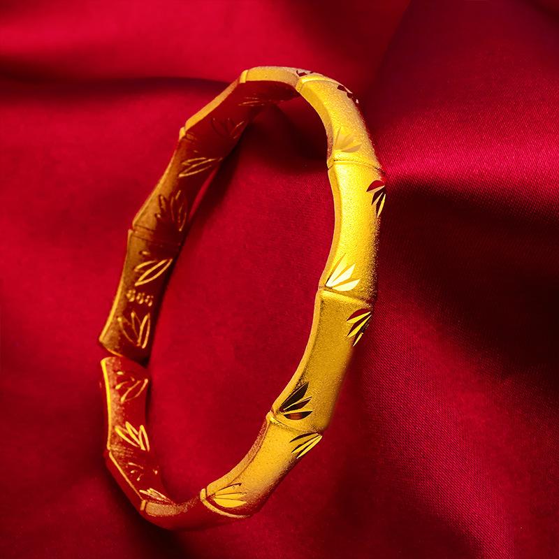 New Wholesale Lucky Bamboo Knot Bracelet Gold Filled Open Bamboo Bracelet for Women Imitation Gold Jewelry Bracelet Wholesale