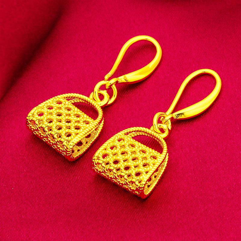 Gold Filled Women's Fashion Earrings(L088) Bag Earrings Gold Filled Jewelry Coin Earrings Original Design Versatile Accessories for Various Settings