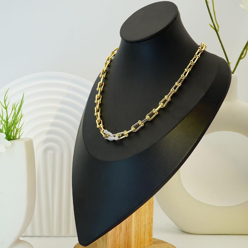 Horseshoe Buckle Necklace Thick U-shaped Gold-plated Pendant Necklace 18K Fashionable Daily Versatile Jewelry Unisex Elegant Design & Stylish Practical