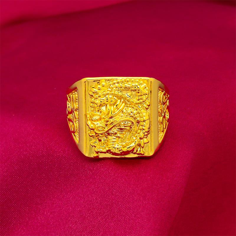 Gold Dragon Ring Embossed Domineering Men's Opening Ring (L066) Brass Electroplated 24K Gold Jewelry Euro Jewelry handmade  wedding  rings