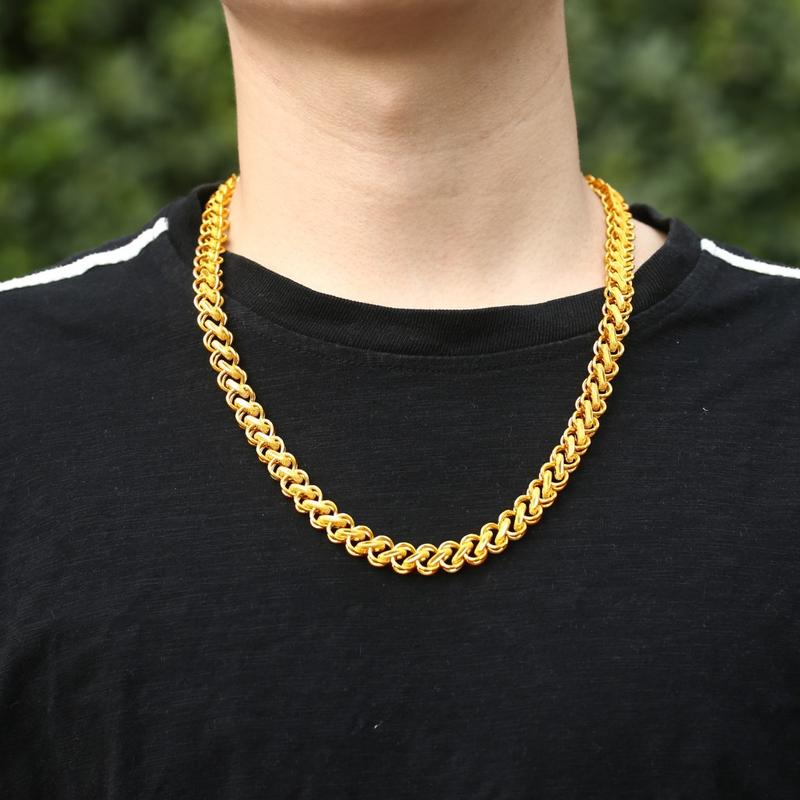 Large Thai Chain 24K Gold Filled Imitation Gold Domineering Thai Necklace 10m15m20m Fashion All-Matching Jewelry