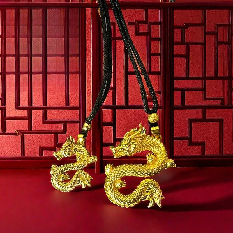 Herencia Jewelry New Vietnamese Sand Gold Flying Dragon Pendant(L075) Zodiac Dragon Necklace for Men and Women High-end Ethnic Jewelry Wholesale Initial Pendant Necklace