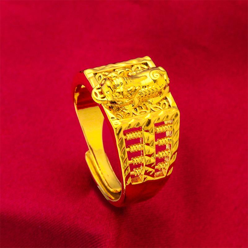 money attraction ring Gold Filled Men's Domineering Coin Pixiu Ring 24K Pixiu Design Copper Material for Live Streaming & Dropshipping Jewelry L105 daily gift birthday gift unique design