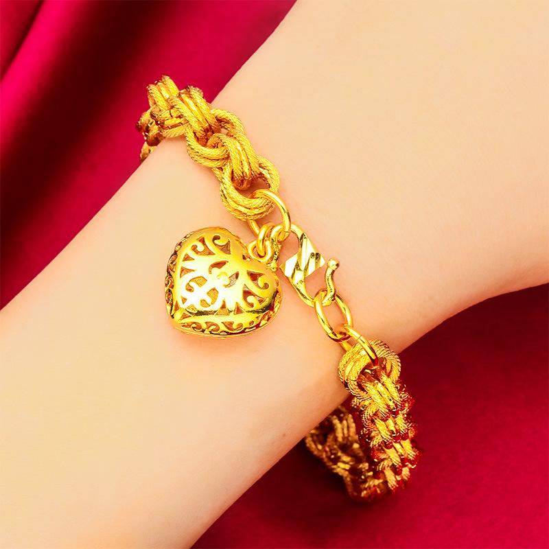 Gold Filled Women's Heart Bracelet Female Large Heart Bracelet Wholesale Heart Bracelet for Men Unique Design Daily Gift (L129)