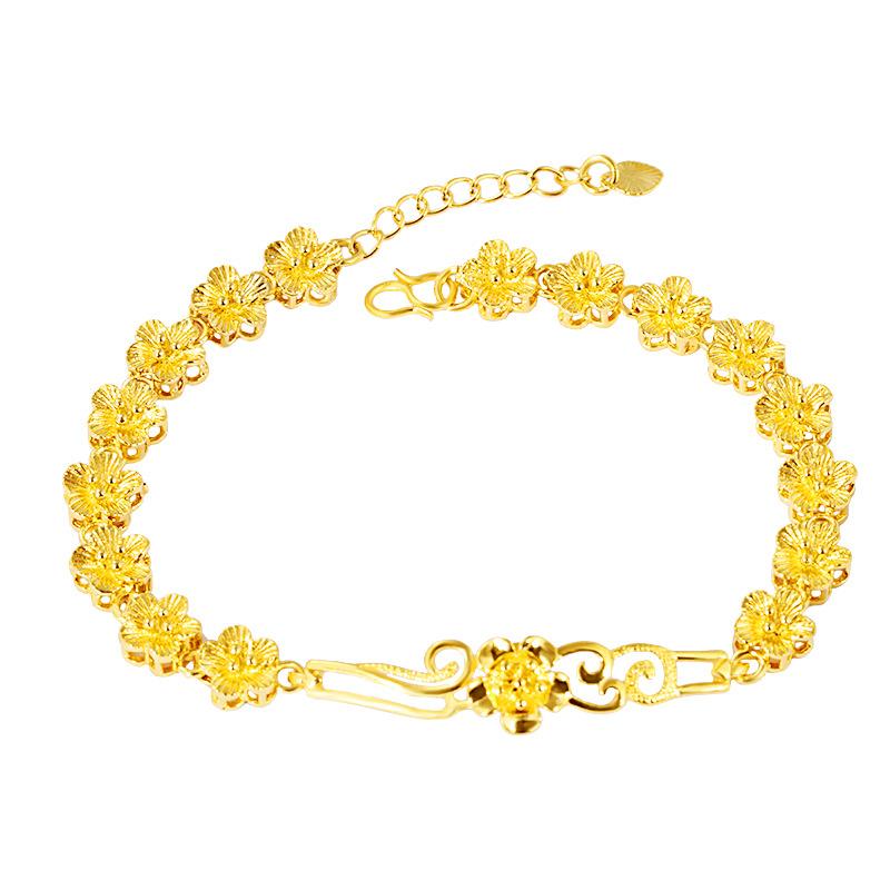 Gold Shop Style Floral Bracelet 24K Gold Filled Women's Fashion Gold-Plated Bracelet Wholesale Source(L021)