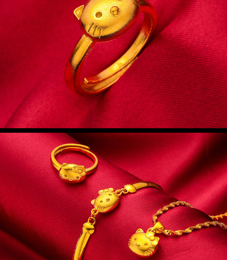 Chain Set Vietnam Sand Gold Imitation Gold Jewelry Lucky Cat Pendant Necklace Pendant for Women Manufacturer Wholesale Dropshipping