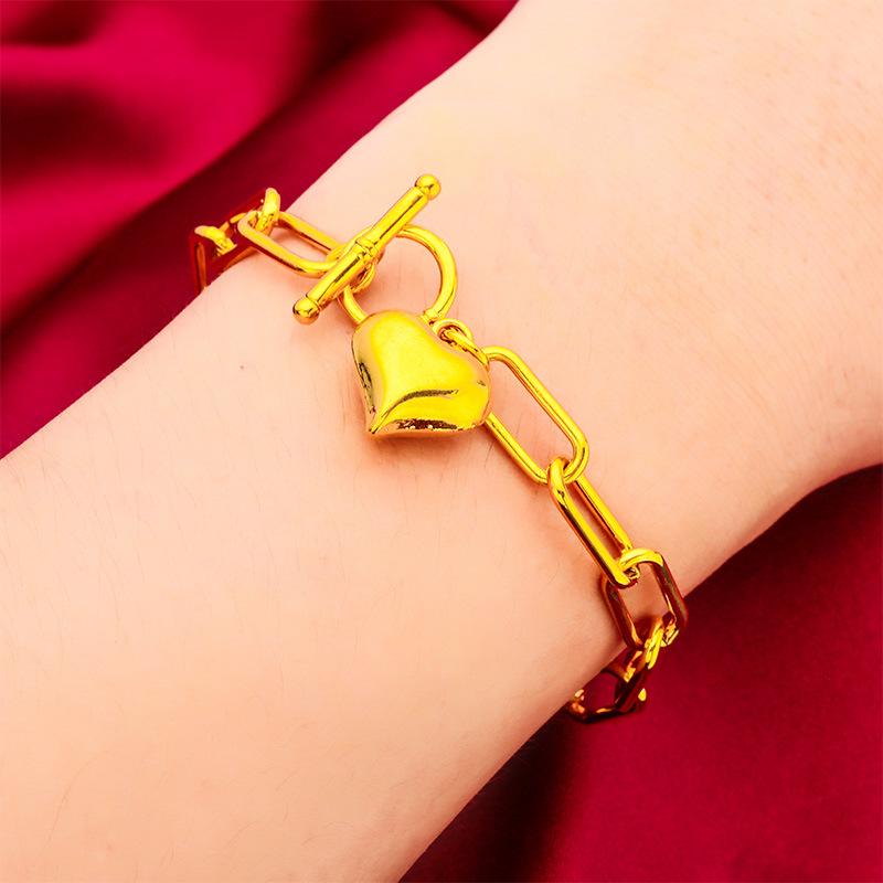24K Gold Filled Women's Fashion Heart Bracelet (L063) Jewelry Wholesale Factory Live Streaming Dropshipping Elegant Design unique design