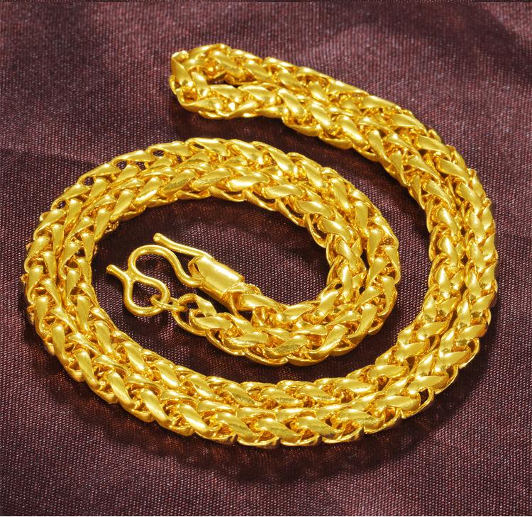 24K Gold Filled High Imitation Gold Braided Horsewhip Necklace Vietnam Gold Plated Alloy Chain 60CM Length Wholesale Jewelry 6mm wigth (L127) Vintage Cross Pendant with Rotatable Crown evry jewel gold unique design