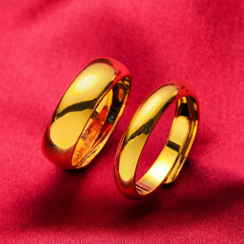 Gold Filled Open-Mouth Glossy Ring Men and Women Can Wear Gold Filled Couple Rings Couple Vietnam Placer Gold Ornament