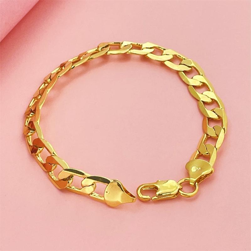 Jewelry 24k 24K Gold Filled Bracelet 10mm Side One-to-One Cuban Bracelet In Stock Direct Supply (L082)