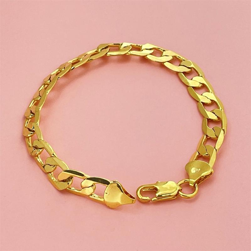 Jewelry 24k 24K Gold Filled Bracelet 10mm Side One-to-One Cuban Bracelet In Stock Direct Supply (L082)