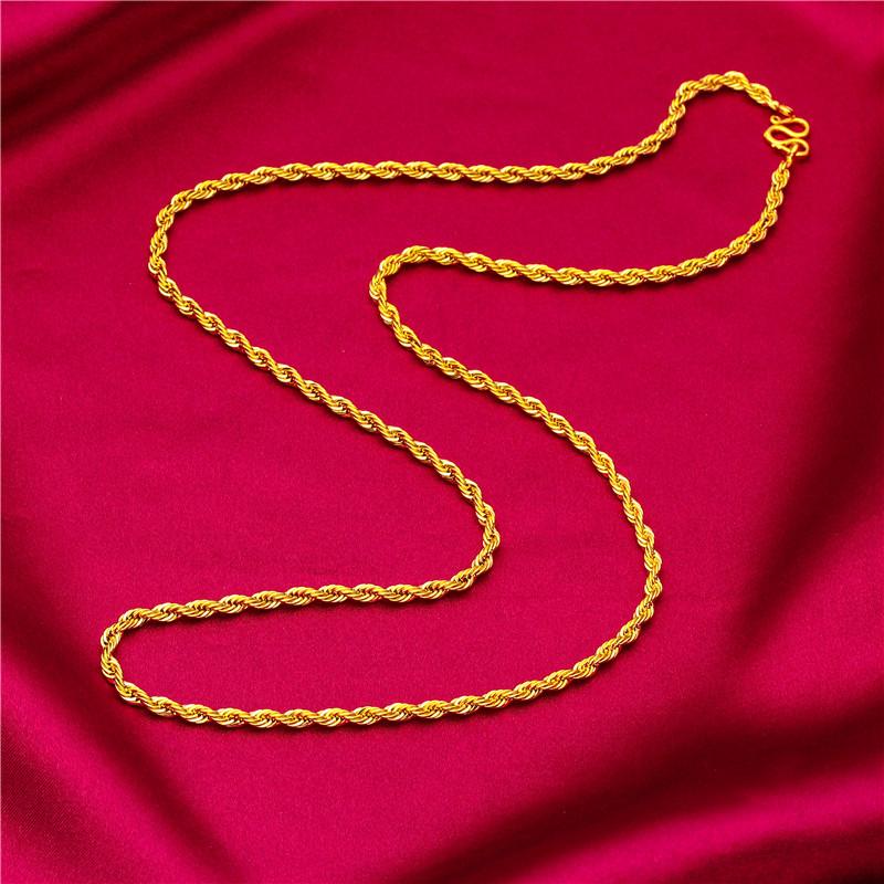 Gold Filled Wide Edge 60cm Long Necklace Boss Braided Caterpillar Necklace Wholesale Jewelry