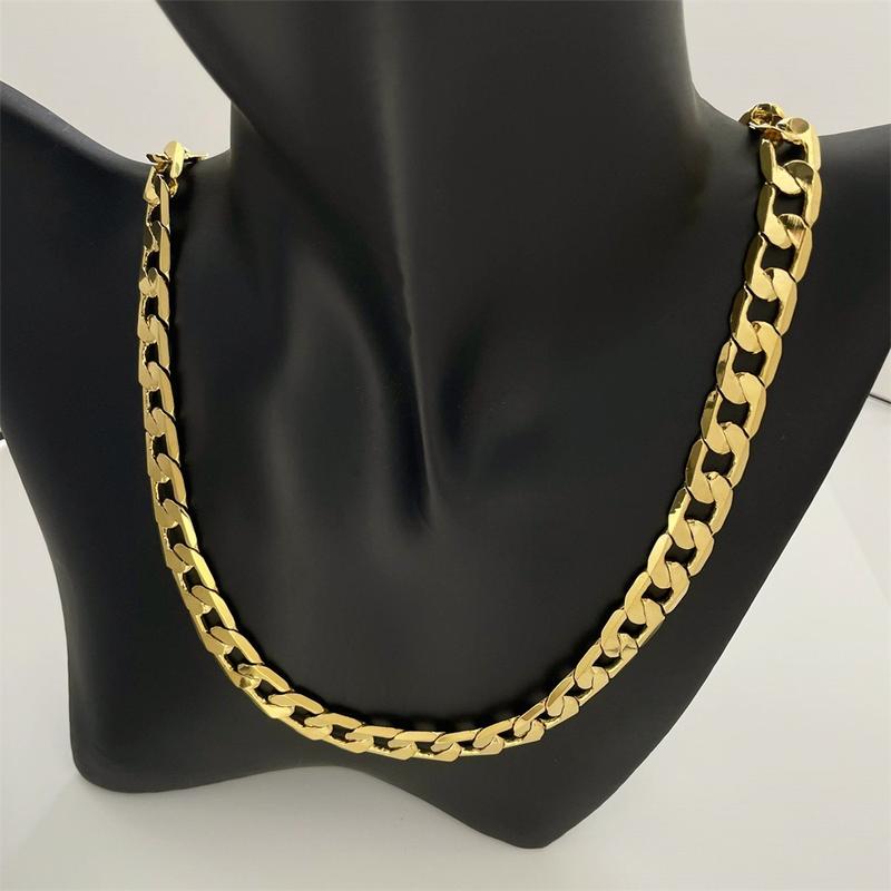 24K Gold Filled Vacuum Electroplating 10MM One-to-One Unisex Necklace Universal Geometric Hot Sale (L083)