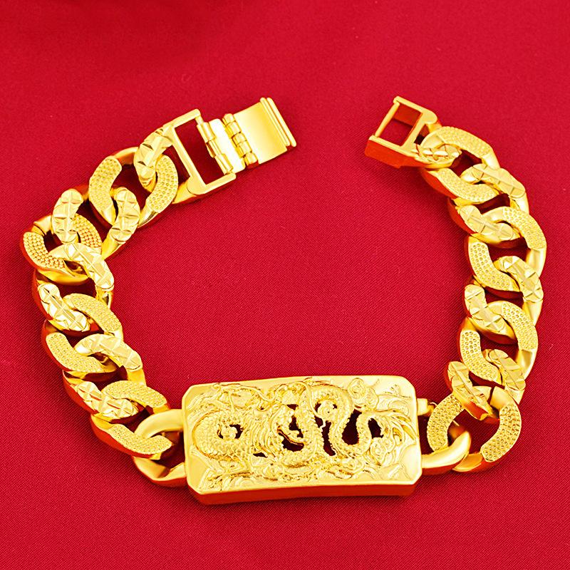 24K Gold Filled Factory Price Direct Wholesale Jewelry Wrist Chain (L012) Copper Plated 24K Gold Men's Bracelet Gift