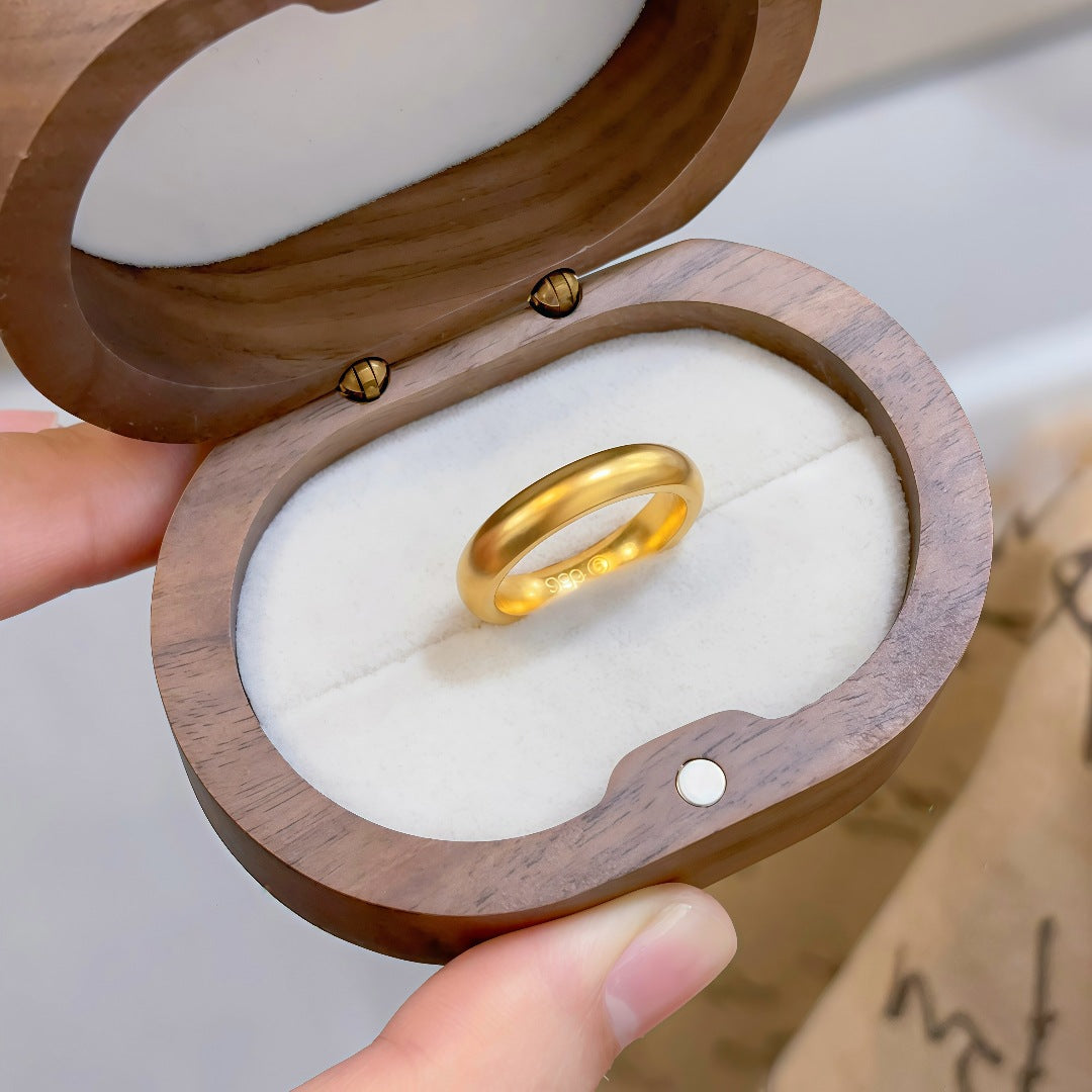 Gold Filled Premium Pearl Nickel Ancient Method Plain Ring Gold Store Same Style Plain Band Ring Imitation Gold High-Quality Texture Direct Supply