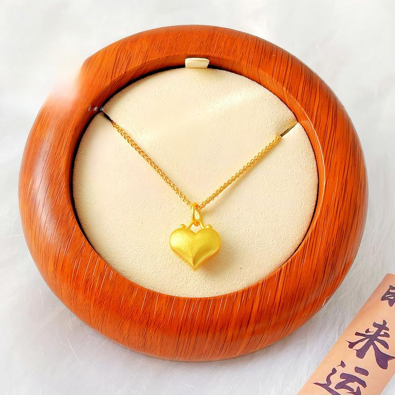 Gold Shop Sweet Ancient Method Sand Gold Heart Pendant(L011) 24K Gold-Filled Heart Necklace Pendant DIY Accessories Wholesale Gold Filled Heart-Shaped Charm