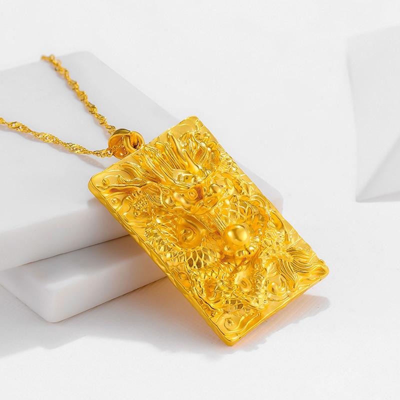 24K Gold Filled Thick Gold Filled Dragon Brand Pendant (L108) Men's Jewelry Domineering Vietnamese Gold Plated Auspicious Domineering Dragon Head Large Pendant Internet Celebrity Style Copper Crafted with Attention to Detail