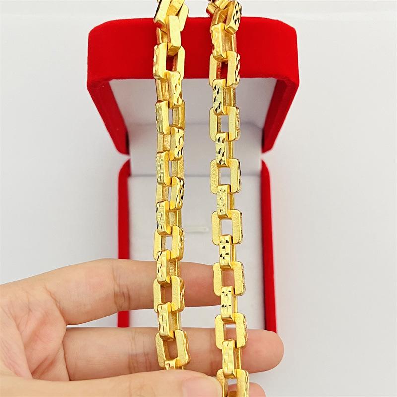Jewelry 24K Gold Filled Jewelry Kajia Sifang Men's and Women's Necklace Ring Buckle Chain Fashion Accessories One Piece Dropshipping