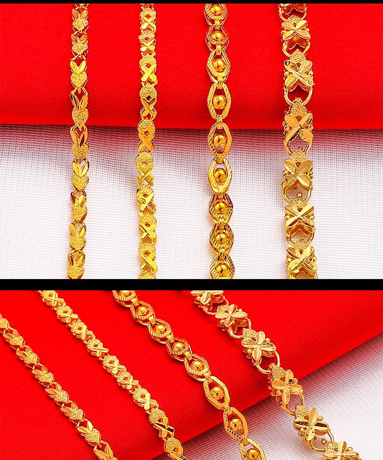 Gold Filled Four-Leaf Bracelet Wedding Vintage 24K Gold Filled Vietnam Sand Gold Phoenix Eye Lucky Grass Bracelet for Women