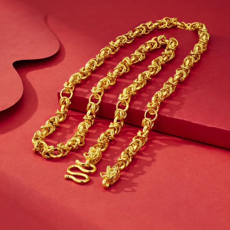 Fireproof Non-Fading Gold-Plated Faucet Series Necklace Bracelet Same Style Braided Necklace Bold Dragon Bone Chain