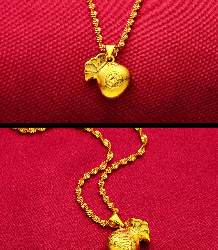 24K Gold filled Lucky money Bag Pendant Lucky Bag Internet Celebrity Live Money Bag Jewelry for Women Sand Gold filled Money Bag Flower Pendant arpurraina money attraction bracelet (L117) daily gift mom ever book necklace unique design