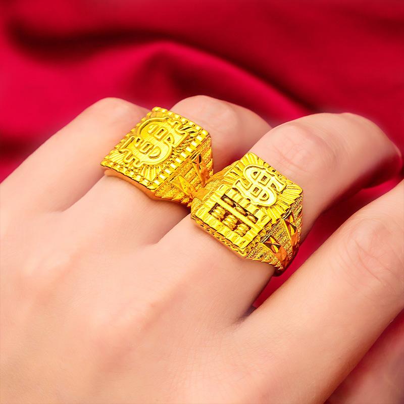 Money Attraction Ring Gold Filled Men's Bold Open Abacus Fashion Large Jewelry Wholesale Handmade Wedding Copper Finish L087 unique design