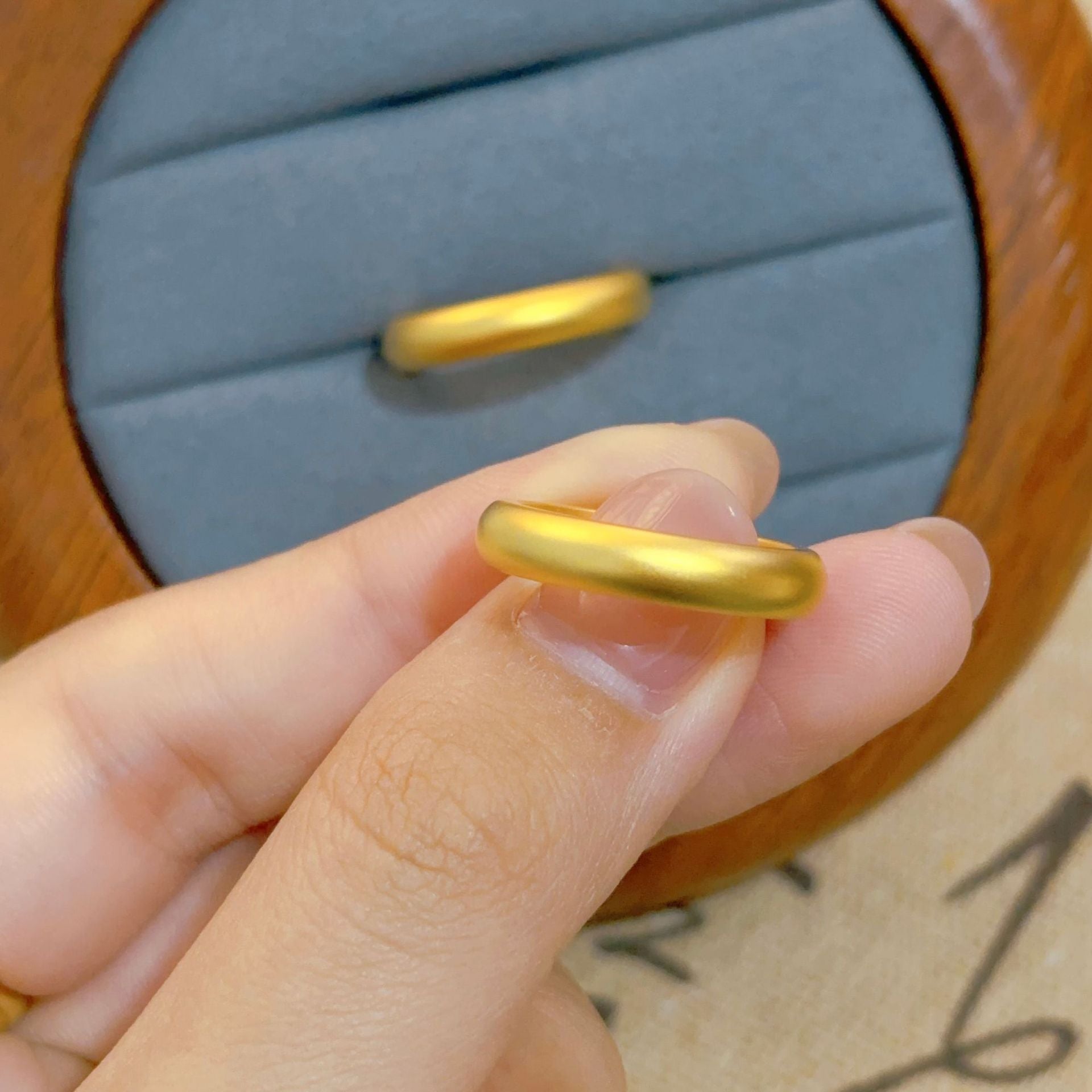 Gold Filled Premium Pearl Nickel Ancient Method Plain Ring Gold Store Same Style Plain Band Ring Imitation Gold High-Quality Texture Direct Supply