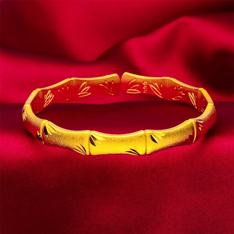 New Wholesale Lucky Bamboo Knot Bracelet Gold Filled Open Bamboo Bracelet for Women Imitation Gold Jewelry Bracelet Wholesale