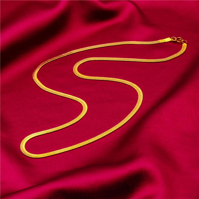 Gold Filled Wide Edge 60cm Long Necklace Boss Braided Caterpillar Necklace Wholesale Jewelry